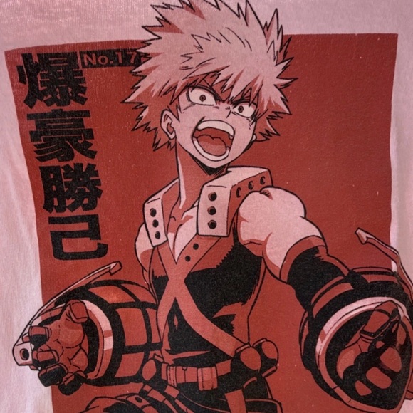 My Hero Academia Bakugo Pink Long Sleeve Graphic Tee 100% Cotton Unisex S/P - Picture 2 of 4